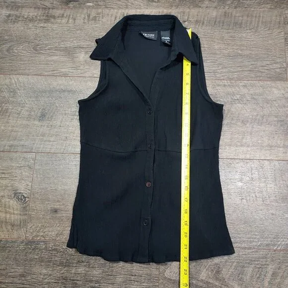 New York&Co Maxi Skirt Black Floral Sleevless Top Crinkle Size S 1990 Vintage - Picture 9 of 16